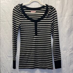Juicy Couture Navy Blue and Gray Striped Top